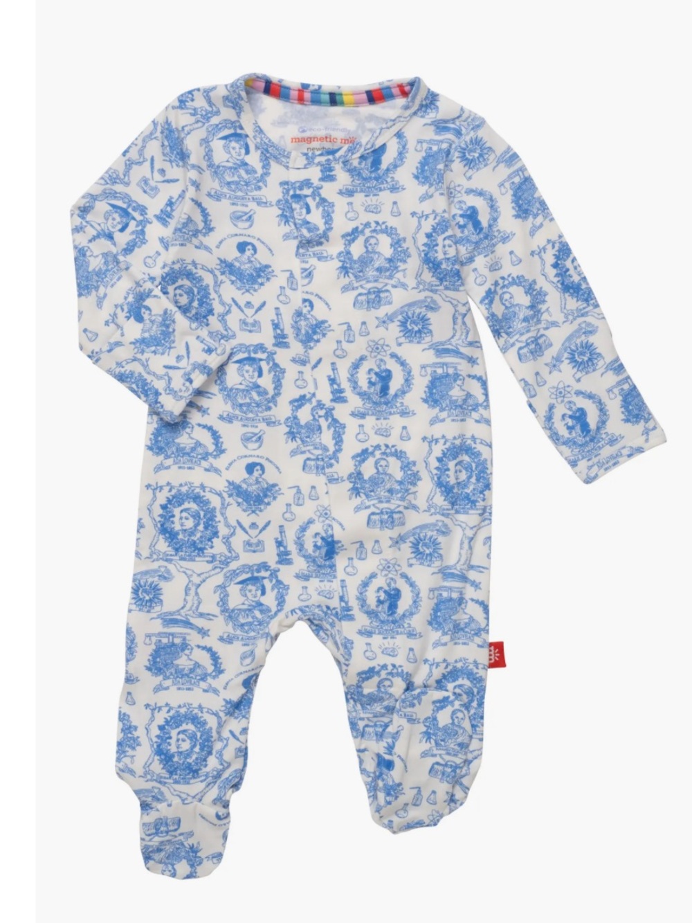 Magnetic Me Blue Toile Footed Cotton One-Piece